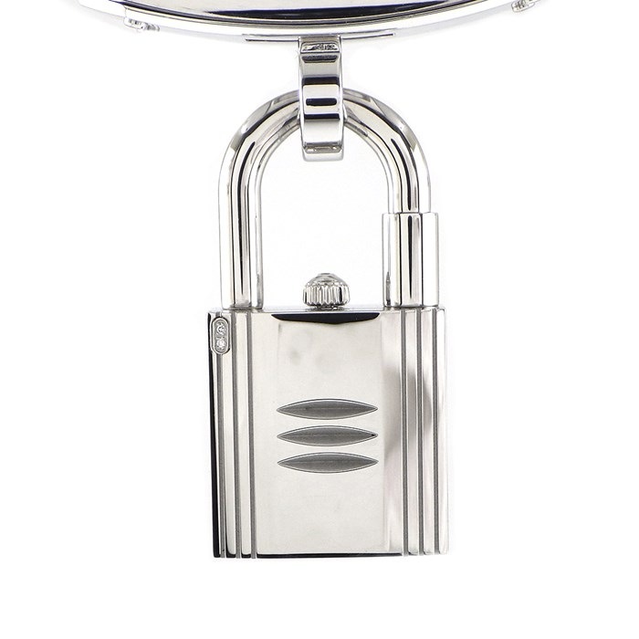 エルメス HERMES 腕時計 ケリーウォッチ KE4.130 ダイヤベゼル/インデックス ロックモチーフ レクタンギュラー ホワイト 文字盤 SS クオーツアナログ 【箱・保付き】 【中古】