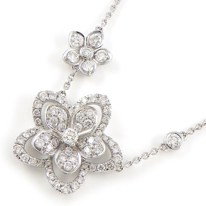グラフ Graff GRAFF ネックレス ワイルド フラワー ダブル RGP790 パヴェ ダイヤモンド 計0.66ct K18WG 【中古】