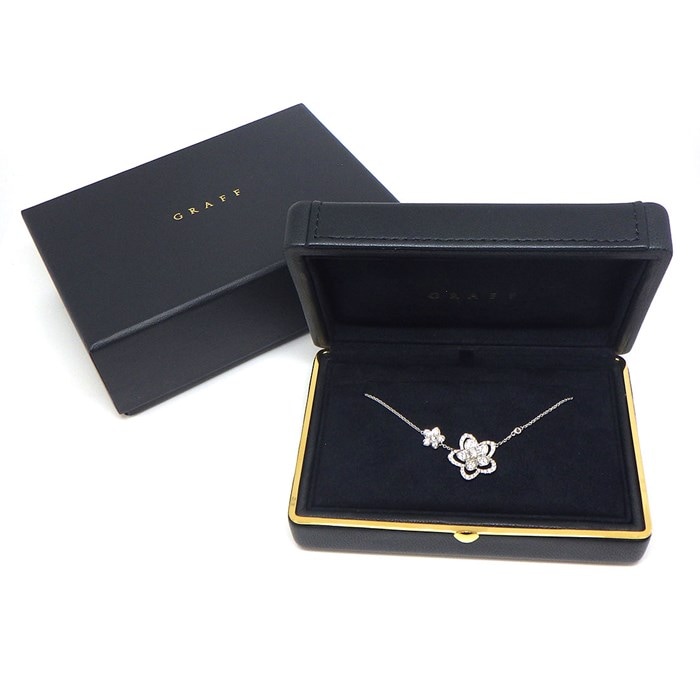 グラフ Graff GRAFF ネックレス ワイルド フラワー ダブル RGP790 パヴェ ダイヤモンド 計0.66ct K18WG 【中古】