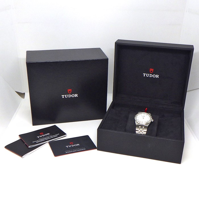 チューダー(チュードル) TUDOR 腕時計 ロイヤル 34mm M28400-0005 デイト カレンダー 8ポイント ダイヤモンド インデックス ホワイトシェル 文字盤 白 SS 自動巻き 【箱・保付き】 【中古】