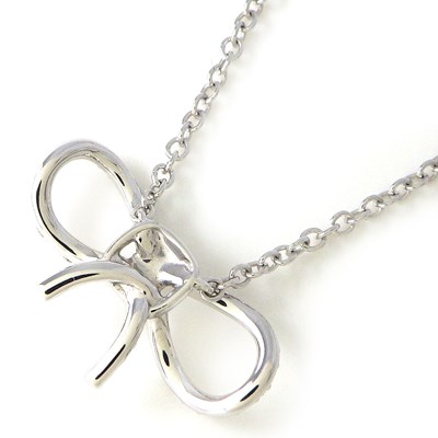 サルヴァトーレ・フェラガモ Salvatore Ferragamo ネックレス ボウ リボン モチーフ パヴェ ダイヤモンド K18WG 【中古】