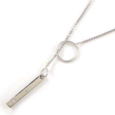 グッチ GUCCI ネックレス ラリエット ラリアット ロゴ プレート ベネチアン チェーン K18WG 【中古】