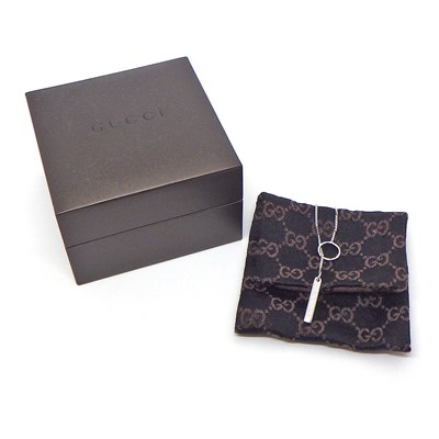 グッチ GUCCI ネックレス ラリエット ラリアット ロゴ プレート ベネチアン チェーン K18WG 【中古】