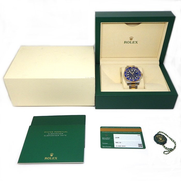 ロレックス Rolex 腕時計 サブマリーナー デイト 116613LB ランダムシリアル ルーレット刻印 夜光インデックス 夜光針 回転ベゼル ブルー文字盤 K18YG SS セラミック 自動巻き 【箱・保付き】 【中古】
