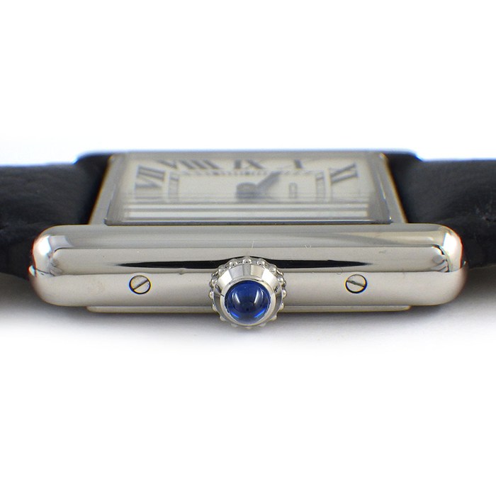 カルティエ Cartier 腕時計 タンク マスト SM WSTA0042 レクタンギュラー シルバー文字盤 ローマンインデックス 牛革ベルト SS クオーツアナログ 【中古】