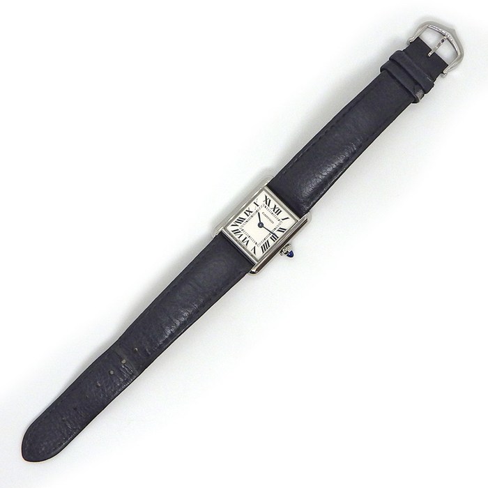 カルティエ Cartier 腕時計 タンク マスト SM WSTA0042 レクタンギュラー シルバー文字盤 ローマンインデックス 牛革ベルト SS クオーツアナログ 【中古】