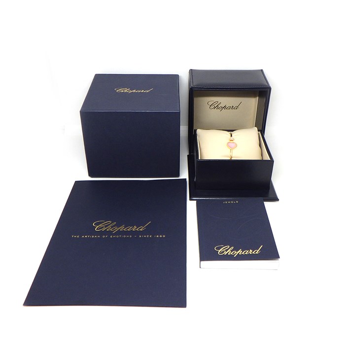 ショパール Chopard ブレスレット ハッピーハート 857482-5620 ピンク オパール ムービング ダイヤモンド 0.05ct K18PG  / #S【箱・保付き】 【中古】