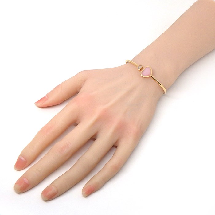 ショパール Chopard ブレスレット ハッピーハート 857482-5620 ピンク オパール ムービング ダイヤモンド 0.05ct K18PG  / #S【箱・保付き】 【中古】