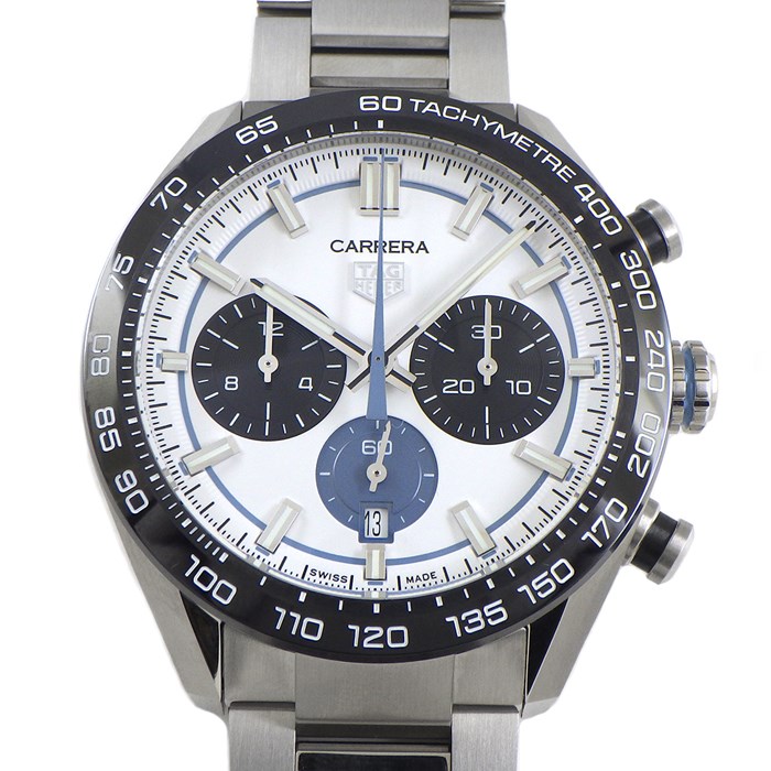 タグ・ホイヤー TAG Heuer 腕時計 カレラ クロノグラフ CBN2A1P/BA0643 スリークコラボ 100本限定モデル カレンダー クロノグラフ タキメーター スモールセコンド ホワイト 文字盤 SS 自動巻き 【箱・保付き】 【中古】