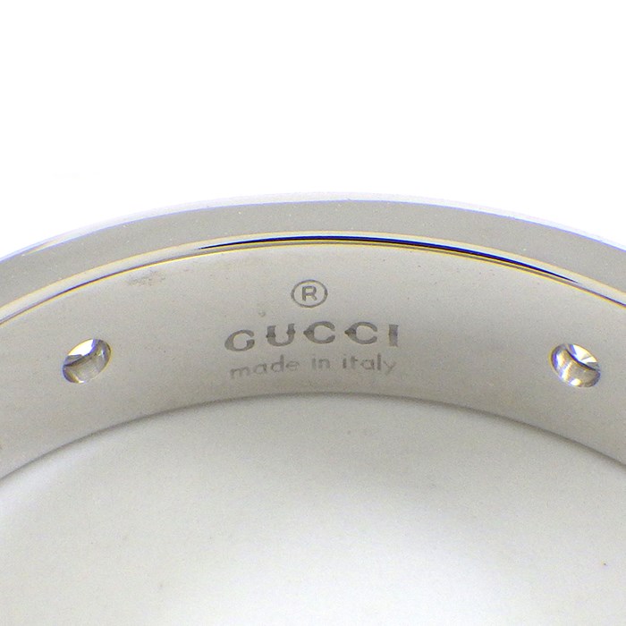 グッチ GUCCI リング アイコン インターロッキングG GG ロゴ 6ポイント ダイヤモンド K18WG 14.5号 / #15 【中古】