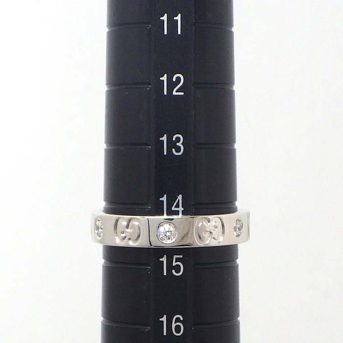 グッチ GUCCI リング アイコン インターロッキングG GG ロゴ 6ポイント ダイヤモンド K18WG 14.5号 / #15 【中古】