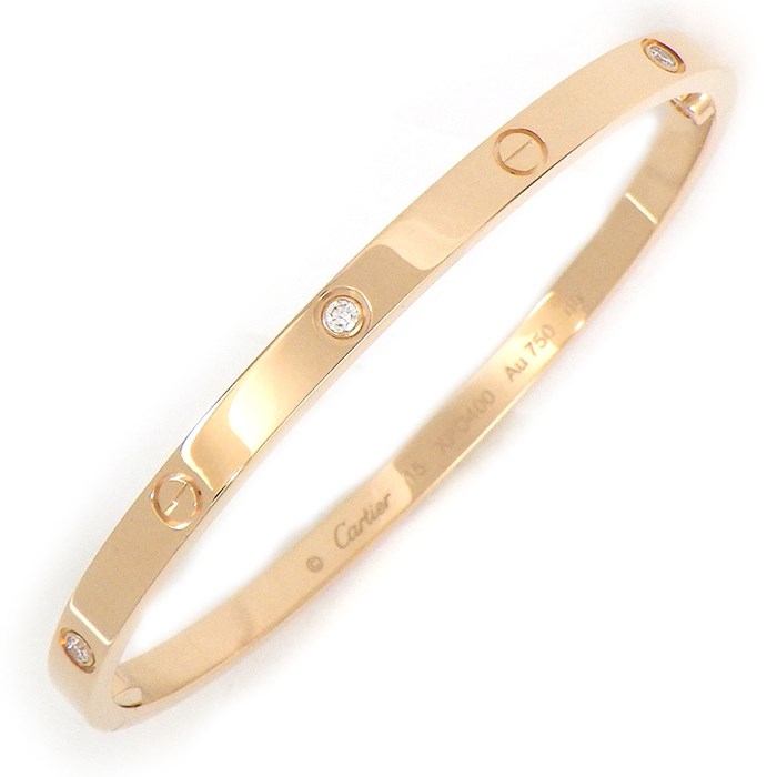 カルティエ Cartier ブレスレット ラブ ブレス SM B6047615 ハーフ 6ポイント ダイヤモンド 計0.15ct K18PG / #15 【箱・保付き】 【中古】