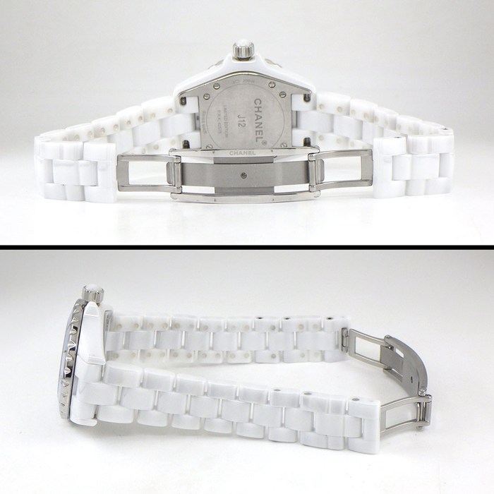 シャネル CHANEL 腕時計 J12 H4340 ソフトブルー 世界1200本限定モデル デイト 回転ベゼル 夜光インデックス 夜光針 ホワイト文字盤 SS セラミック クオーツアナログ 【中古】