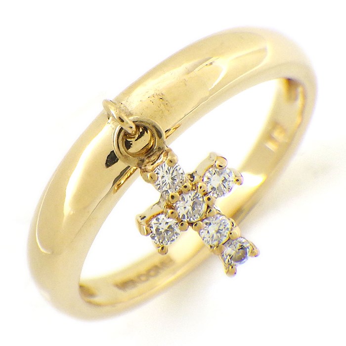 ヴァンドーム VENDOME リング クロスモチーフ スウィング ドロップ 6ポイント ダイヤモンド K18YG 9号 【中古】