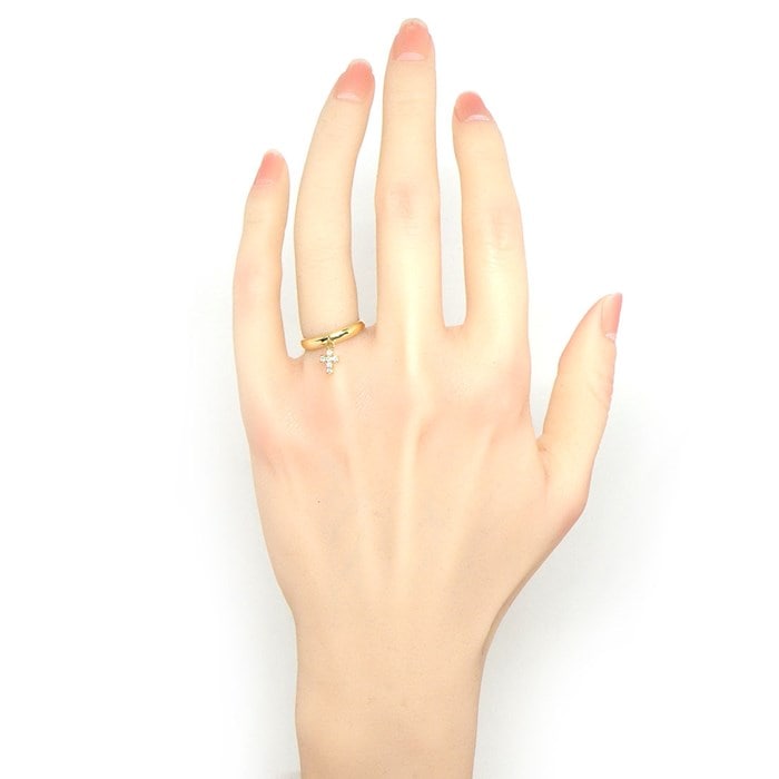 ヴァンドーム VENDOME リング クロスモチーフ スウィング ドロップ 6ポイント ダイヤモンド K18YG 9号 【中古】