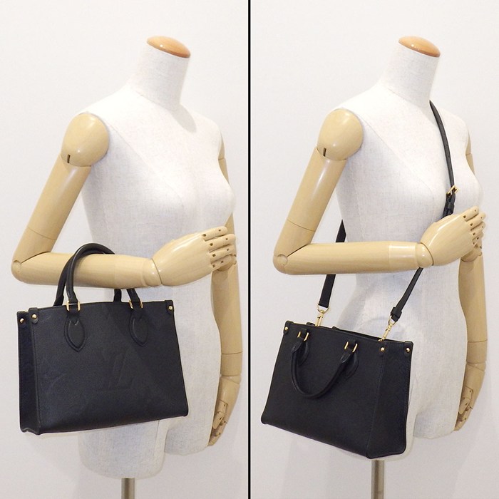 ルイ・ヴィトン LOUIS VUITTON トートバッグ オンザゴー PM M45653 ブラック モノグラムアンプラントレザー ゴールド金具 【中古】