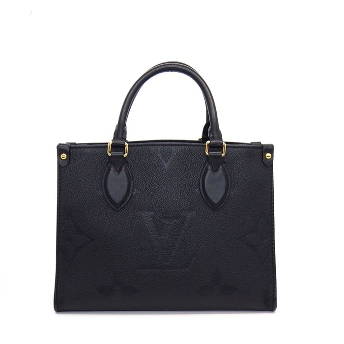 ルイ・ヴィトン LOUIS VUITTON トートバッグ オンザゴー PM M45653 ブラック モノグラムアンプラントレザー ゴールド金具 【中古】