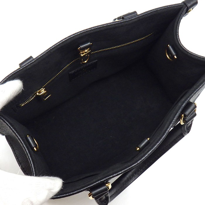 ルイ・ヴィトン LOUIS VUITTON トートバッグ オンザゴー PM M45653 ブラック モノグラムアンプラントレザー ゴールド金具 【中古】