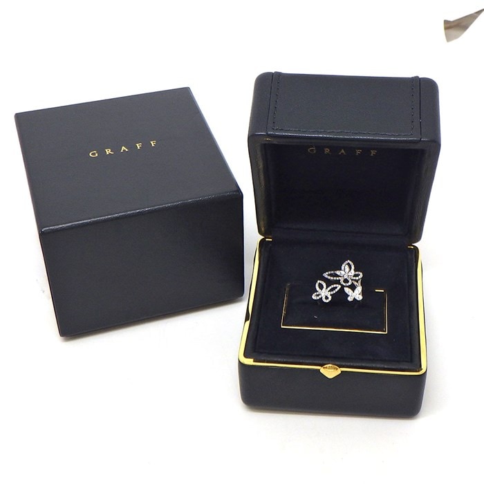 グラフ Graff GRAFF リング トリプル バタフライ シルエット RGR790 ダイヤモンド 0.45ct K18WG 9号 【中古】