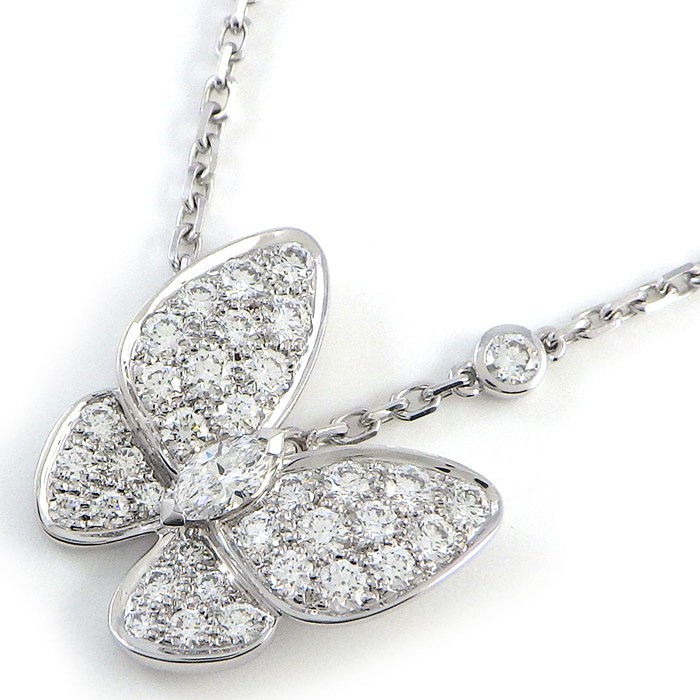 ヴァンクリーフ＆アーペル Van Cleef & Arpels ネックレス パピヨン VCARO3M400 バタフライ パヴェ 36ポイント ダイヤモンド 計0.88ct K18WG 【箱・保付き】 【中古】