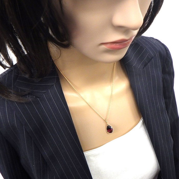 ブシュロン BOUCHERON ネックレス セルパンボエム ミディアム ドロップモチーフ ツイストチェーン ペアシェイプ ガーネット K18PG 【箱・保付き】 【中古】