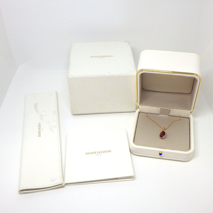 ブシュロン BOUCHERON ネックレス セルパンボエム ミディアム ドロップモチーフ ツイストチェーン ペアシェイプ ガーネット K18PG 【箱・保付き】 【中古】