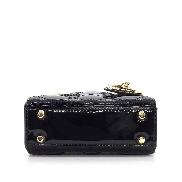 ディオール Dior ショルダーバッグ レディディオール マイクロ ブラック カナージュパテントカーフスキン ゴールド金具 【中古】