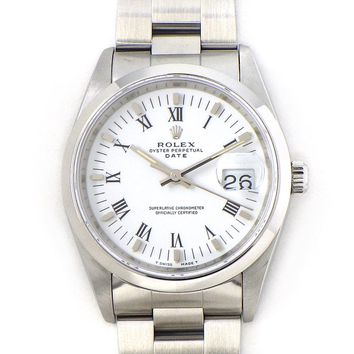 ロレックス Rolex 腕時計 オイスター パーペチュアル デイト 15200 X番 1991年製 ローマンインデックス カレンダー ホワイト 文字盤 SS 自動巻き 【箱・保付き】 【中古】