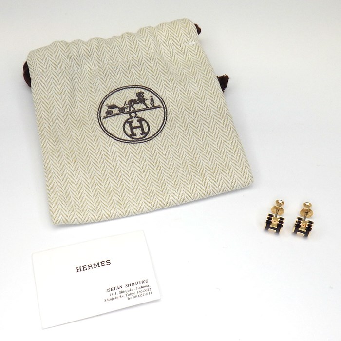 エルメス HERMES ピアス ポップH ポップアッシュ ミニ ノワール ブラック ラッカー GP 【中古】