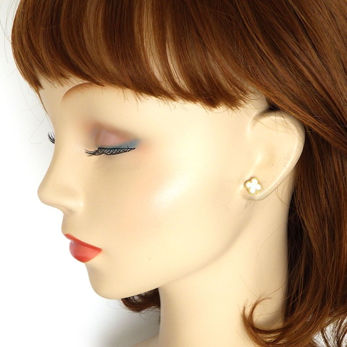 ヴァンクリーフ＆アーペル Van Cleef & Arpels ピアス スウィート アルハンブラ ホワイト シェル K18YG ※片方のみ 【中古】