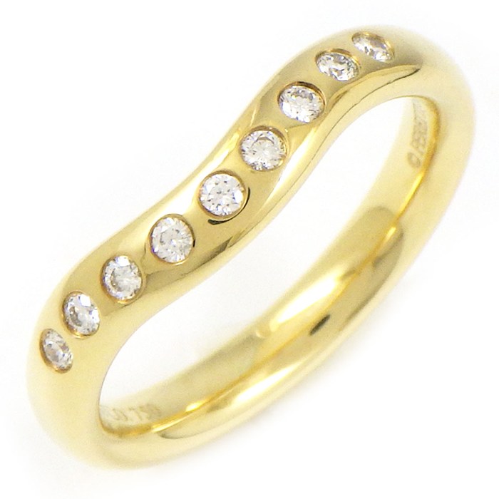 ティファニー Tiffany & Co. リング カーブド バンド ワイド 60016234 9ポイント ダイヤモンド 0.10ct K18YG 8号 【中古】