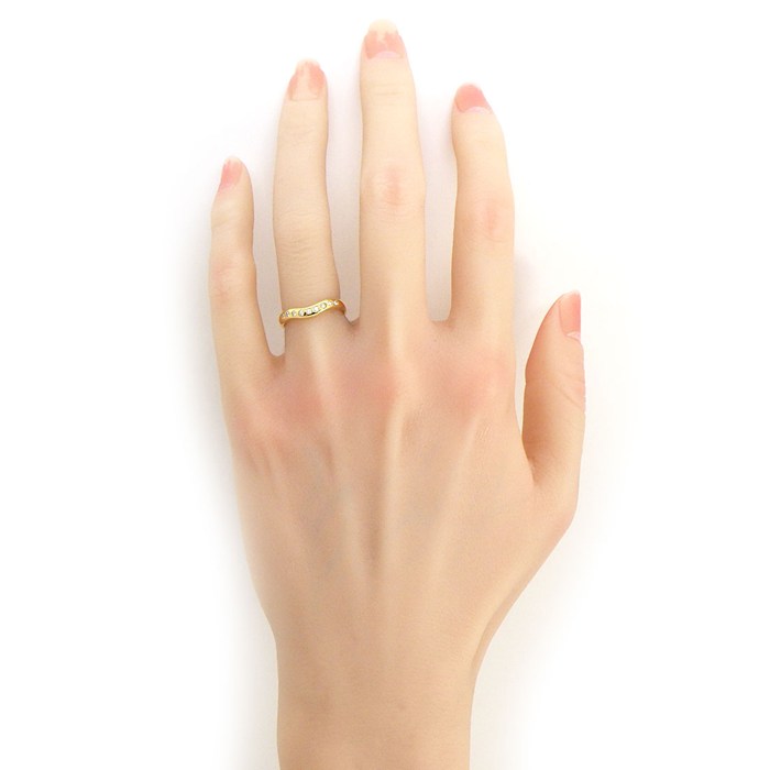 ティファニー Tiffany & Co. リング カーブド バンド ワイド 60016234 9ポイント ダイヤモンド 0.10ct K18YG 8号 【中古】