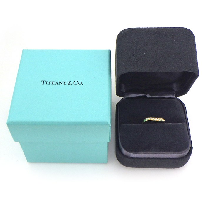 ティファニー Tiffany & Co. リング カーブド バンド ワイド 60016234 9ポイント ダイヤモンド 0.10ct K18YG 8号 【中古】