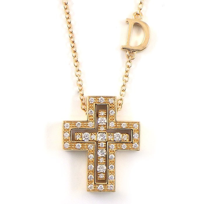 ダミアーニ DAMIANI ネックレス ベル エポック XXS ダブル クロス ダイヤモンド K18PG 【中古】