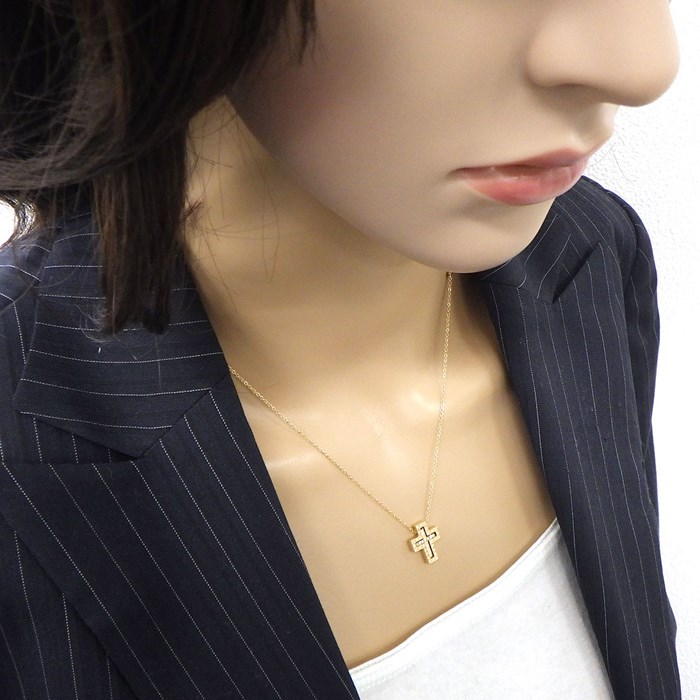 ダミアーニ DAMIANI ネックレス ベル エポック XXS ダブル クロス ダイヤモンド K18PG 【中古】