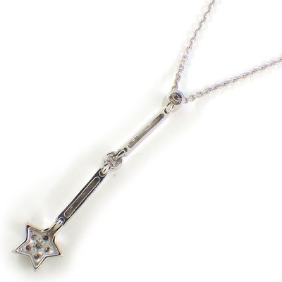 スタージュエリー STAR JEWELRY ネックレス スター モチーフ スウィング ドロップ バー ダイヤモンド 計0.09ct K18WG 【中古】