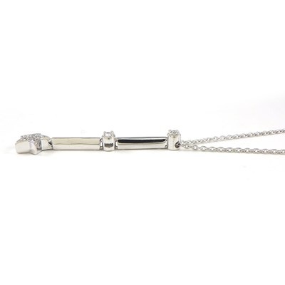 スタージュエリー STAR JEWELRY ネックレス スター モチーフ スウィング ドロップ バー ダイヤモンド 計0.09ct K18WG 【中古】