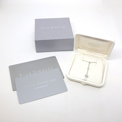 スタージュエリー STAR JEWELRY ネックレス スター モチーフ スウィング ドロップ バー ダイヤモンド 計0.09ct K18WG 【中古】