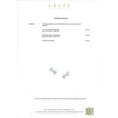 グラフ Graff GRAFF ピアス ティルダズ ボウ クラシック RGE1149 リボンモチーフ パヴェ バゲットカット ラウンドカット ダイヤモンド 計3.60ct K18WG 【箱・保付き】 【中古】
