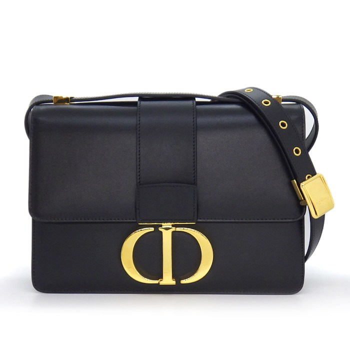 ディオール Dior ショルダーバッグ 30 モンテーニュ M9203UMOS_M911 ブラック ボックスカーフスキン ゴールド金具 【中古】