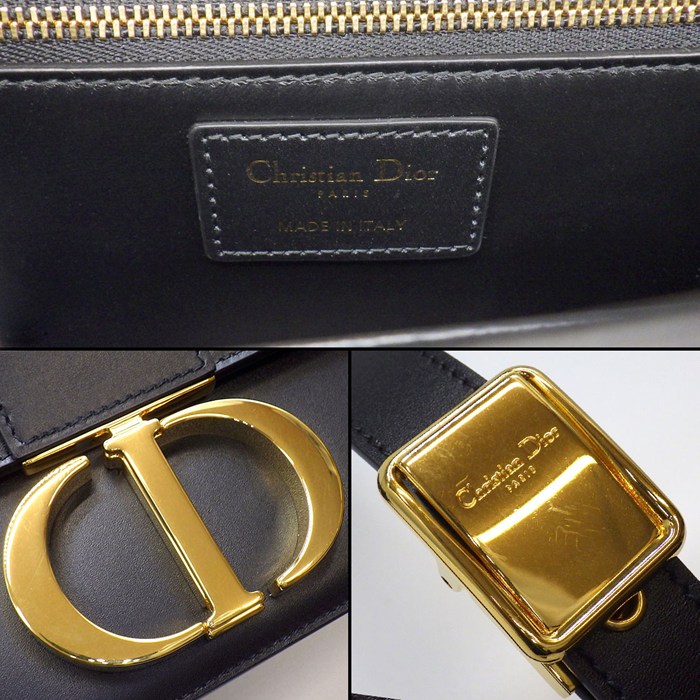 ディオール Dior ショルダーバッグ 30 モンテーニュ M9203UMOS_M911 ブラック ボックスカーフスキン ゴールド金具 【中古】
