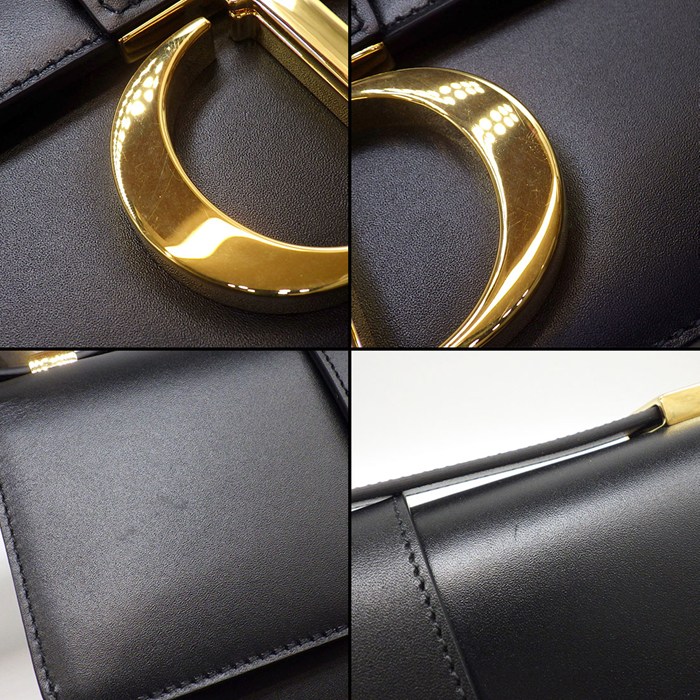 ディオール Dior ショルダーバッグ 30 モンテーニュ M9203UMOS_M911 ブラック ボックスカーフスキン ゴールド金具 【中古】