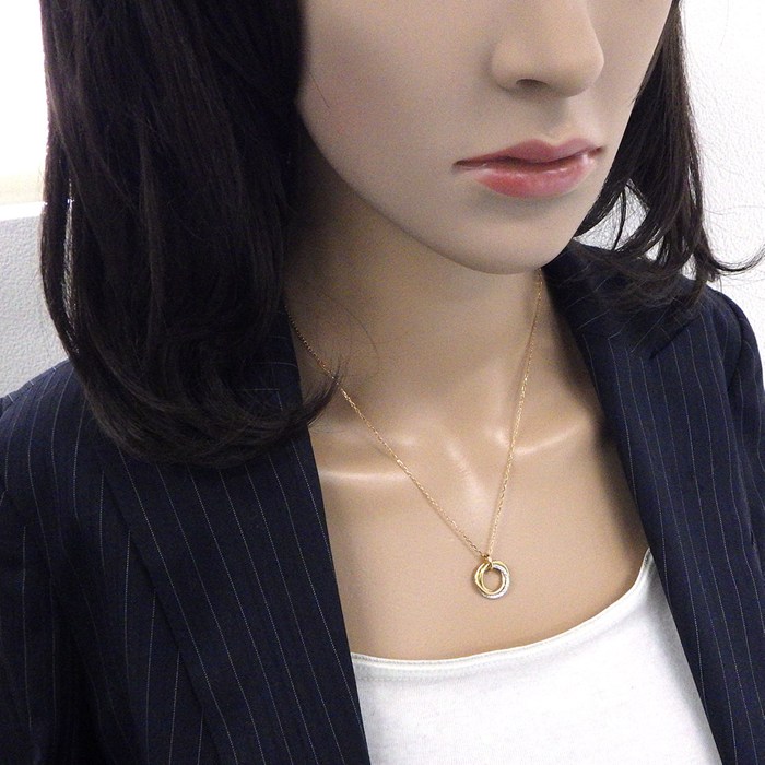カルティエ Cartier ネックレス トリニティ スモール セミパヴェ B7224849 スリーカラー 33ポイント ダイヤモンド 計0.25ct K18PG K18WG K18YG 【中古】