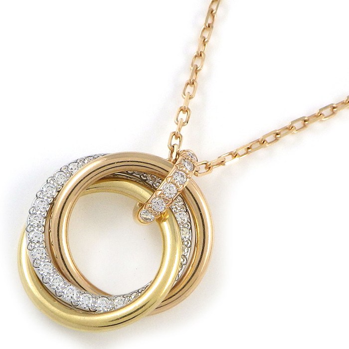 カルティエ Cartier ネックレス トリニティ スモール セミパヴェ B7224849 スリーカラー 33ポイント ダイヤモンド 計0.25ct K18PG K18WG K18YG 【中古】