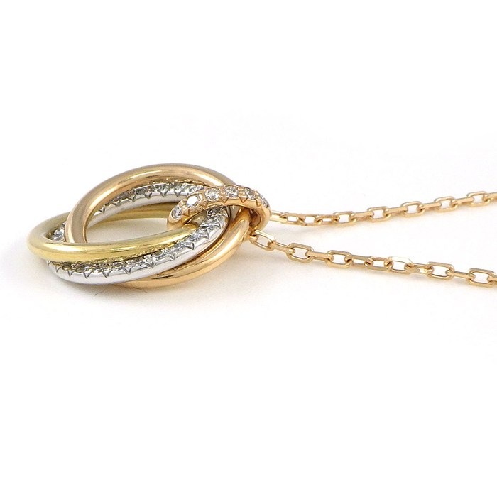 カルティエ Cartier ネックレス トリニティ スモール セミパヴェ B7224849 スリーカラー 33ポイント ダイヤモンド 計0.25ct K18PG K18WG K18YG 【中古】
