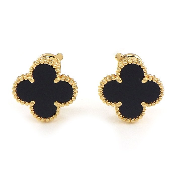 ヴァンクリーフ&アーペル Van Cleef & Arpels ピアス ヴィンテージアルハンブラ VCARA44200 オニキス K18YG 【中古】