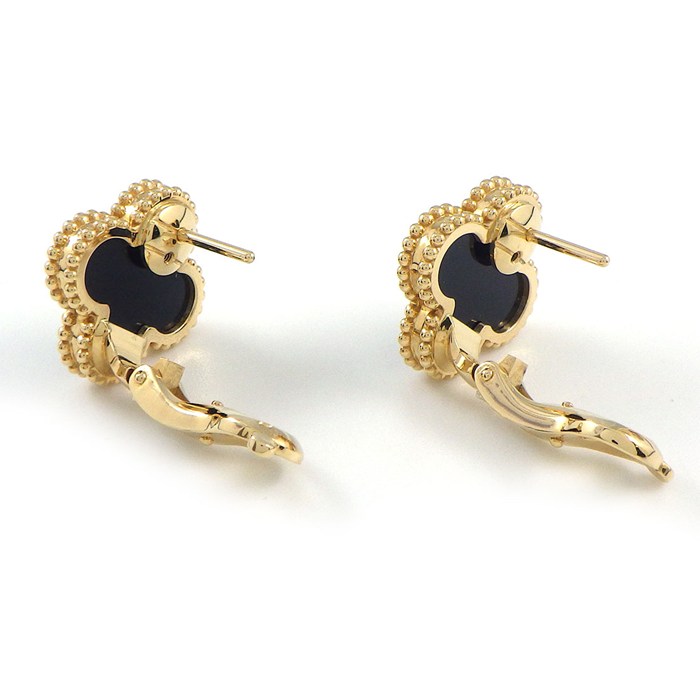 ヴァンクリーフ&アーペル Van Cleef & Arpels ピアス ヴィンテージアルハンブラ VCARA44200 オニキス K18YG 【中古】