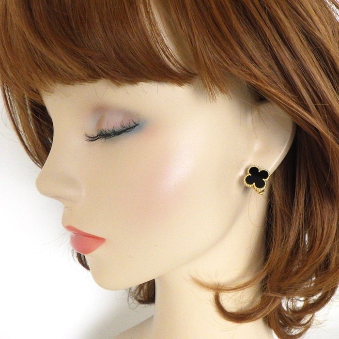 ヴァンクリーフ&アーペル Van Cleef & Arpels ピアス ヴィンテージアルハンブラ VCARA44200 オニキス K18YG 【中古】