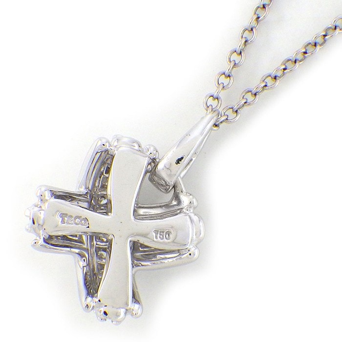 ティファニー Tiffany & Co. ネックレス シグネチャー クロス X ダイヤモンド K18WG 【中古】