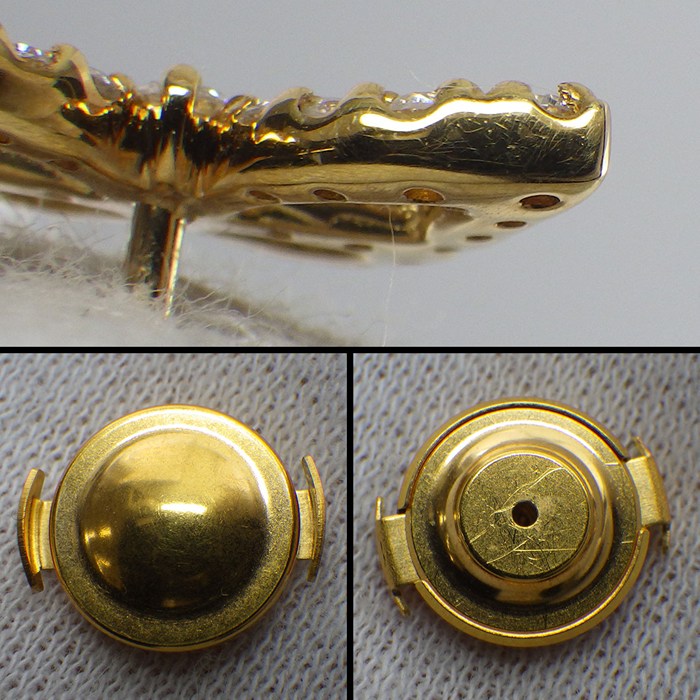 【ダイヤモンド】 ピンブローチ バタフライ モチーフ ラウンドブリリアントカット ダイヤモンド 計0.29ct K18YG 【中古】
